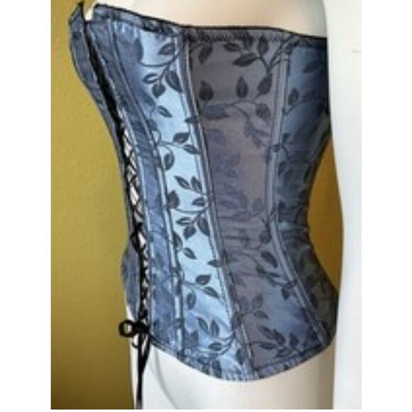 Victoria’s Secret Y2K Gothic Corset Top Size M Blue Floral Satin NWT Sexy - Picture 9 of 9